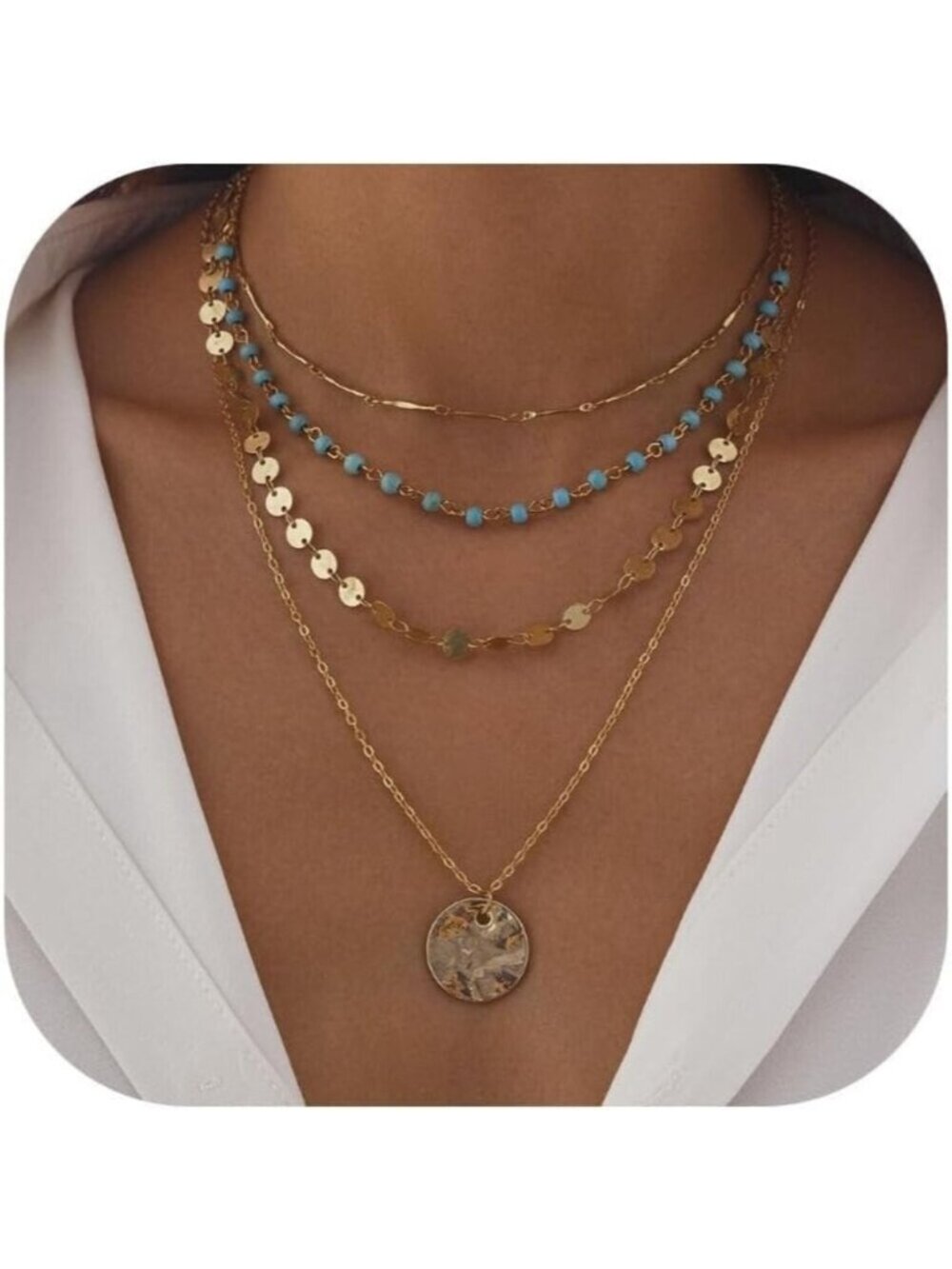 Women's E5-layer Layered Boho Necklaces Cowgirl Jewellery Accessories Outfits